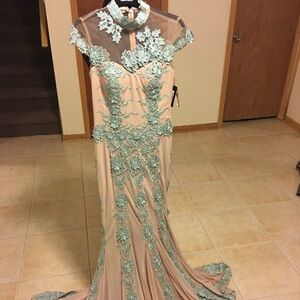 Turquoise And Nude Dress Size 8